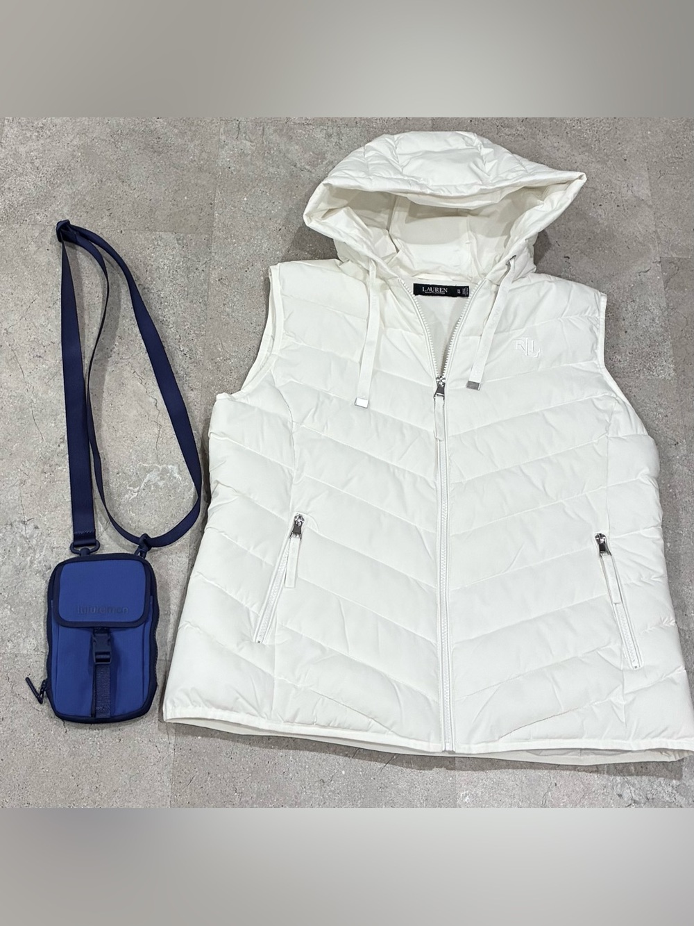 Womens RALPH LAUREN/LULULEMON Puffer Vest & Crossbody Bag, sz XL